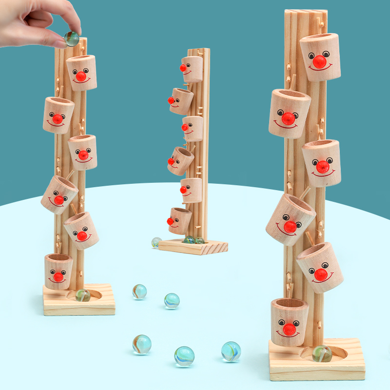 Marble Run Set - Montessori Clown รูปแบบบล็อกต้นไม้เด็กทารกหินอ่อน Run Track เกมสติปัญญาของเล่นสําหรับ