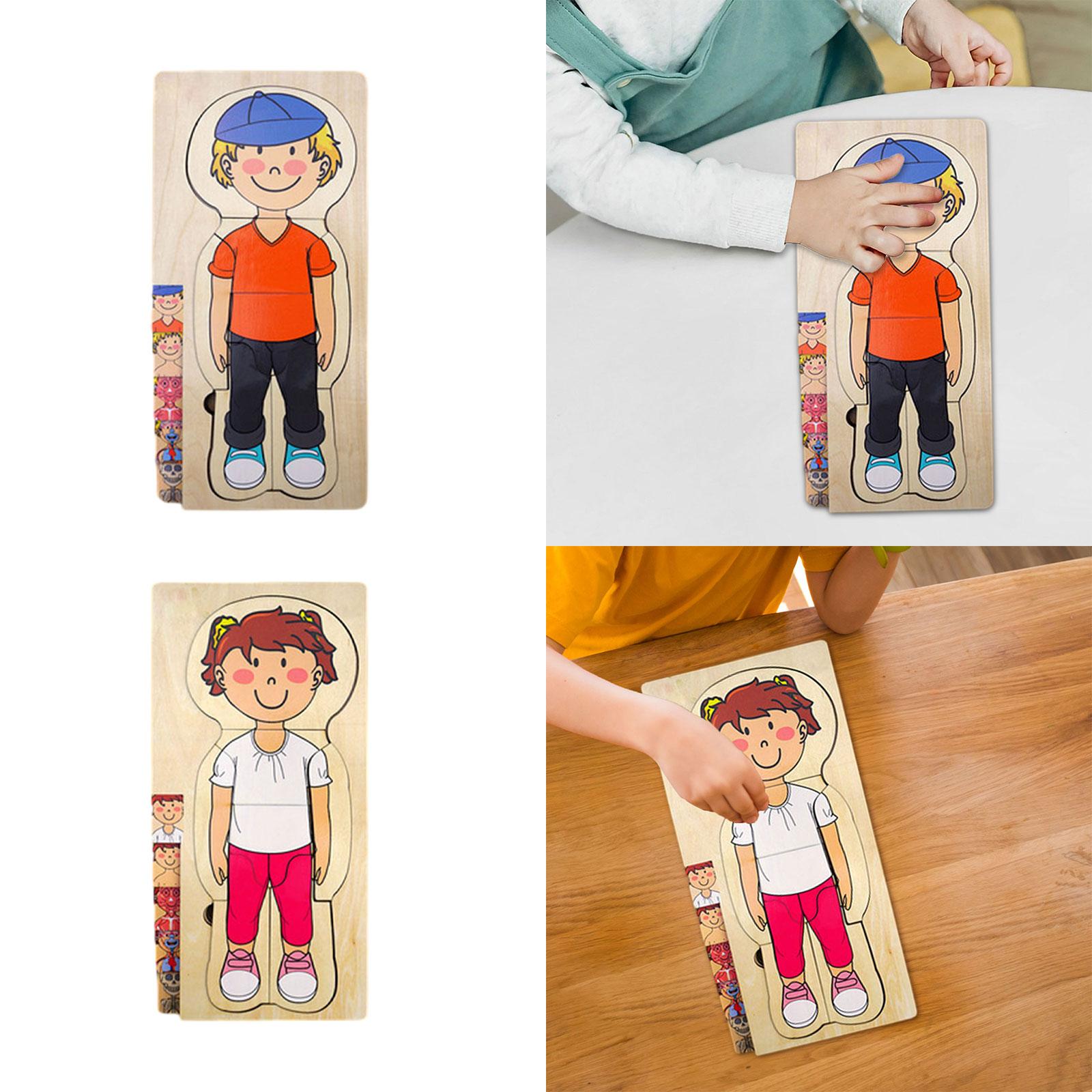 Kids Toys In Store - ของเล่นจิ๊กซอว์รูปทรงร่างกายมนุษย์ทำจากไม้ ของเล่นเสริมพัฒนาการสำหรับเด็กเล็ก จิ๊กซอว์ส่วนต่างๆ ของร่างกายมนุษย์สำหรับเด็กผู้หญิงวัยก่อนเข้าเรียน ของขวัญวันเกิด