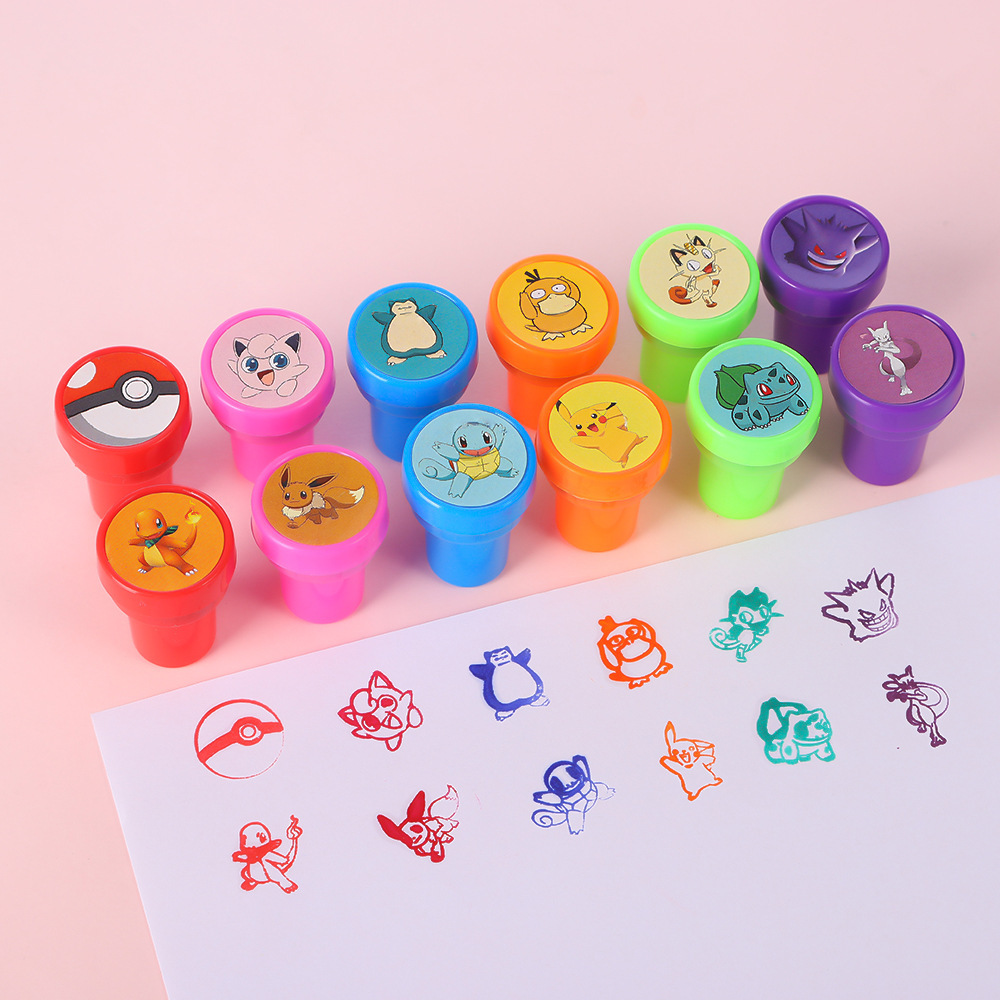 Kids Toys Return Gift - 12PCS Pokemon Anime สี Mini Seal