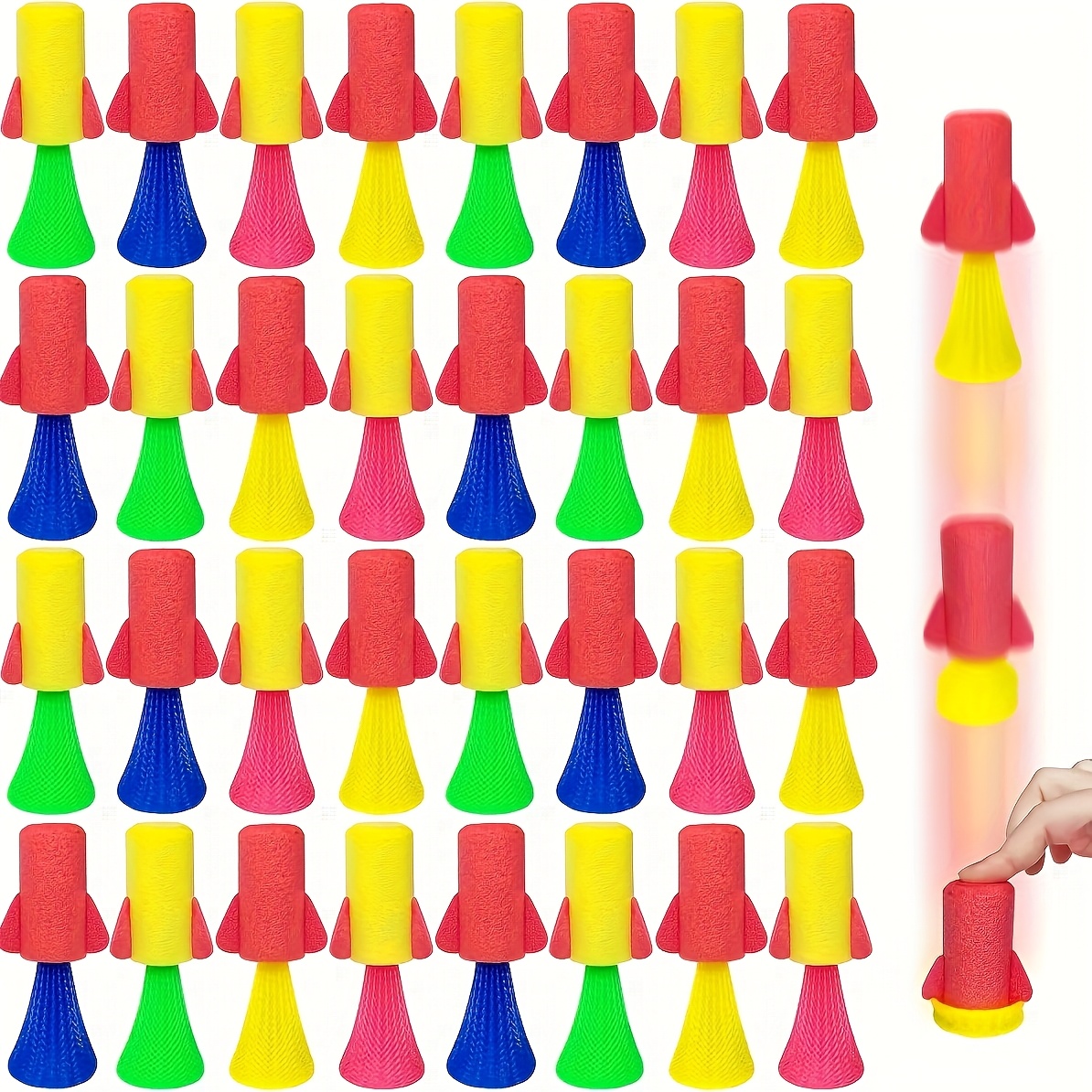 Kids Toys Jumping Poppers - จรวดสปริงกระโดด 12/24 ชิ้น ของเล่นจรวดเด้งดึ๋งหลากสีสัน สำหรับเด็กเล่น งานวันเกิด