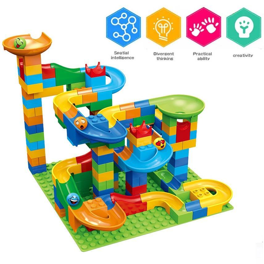 Marble Run Set - Rail Block Marble Race Run สไลด์การศึกษา