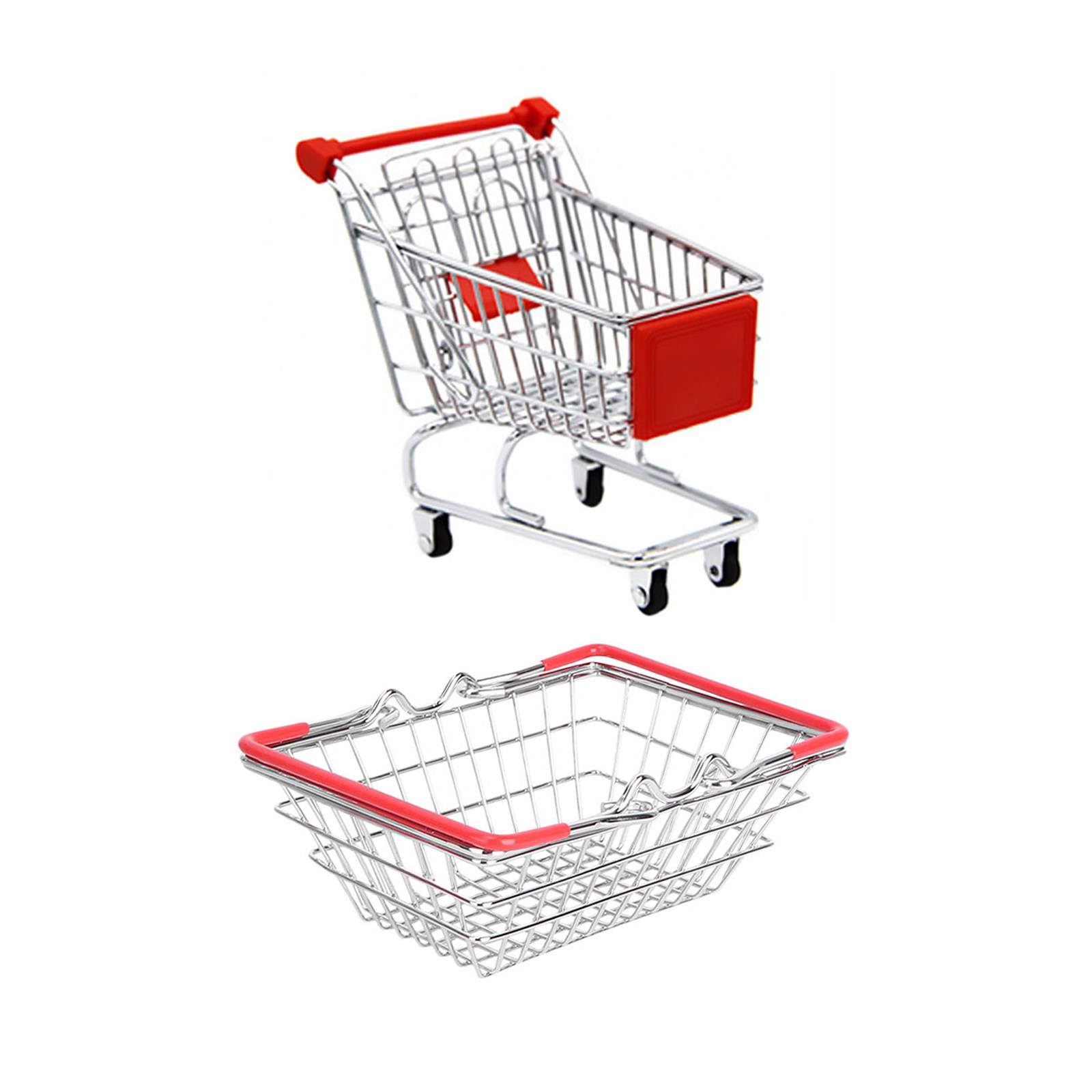Kids Toys Shop - ชุดตะกร้าช้อปปิ้งจำลองสำหรับเด็ก 1 ชุด รถเข็นช้อปปิ้ง ของเล่นเสริมสร้างทักษะการเล่นบทบาทสมมติ เกมการศึกษา