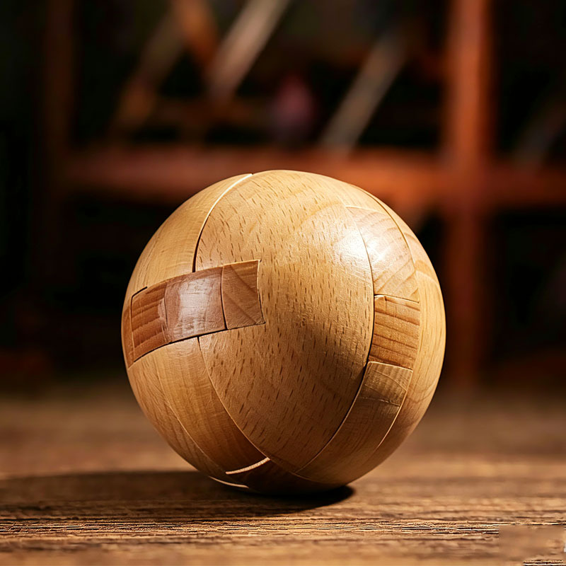 Wooden Puzzle Kids - ลูกบอลปริศนาไม้คลาสสิก ของเล่นฝึกสมอง ประกอบและเชื่อมต่อกันได้ เสริมสร้างตรรกะและความคิด สำหรับผู้ใหญ่และเด็ก