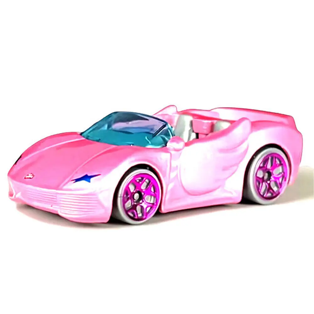Mattel Toy Hot Wheels - ล้อร้อนสีชมพูตุ๊กตาบาร์บี้พิเศษเด็กรุ่นของเล่น Diecast รถยนต์ Tooned HCX32-M7C5 1:64