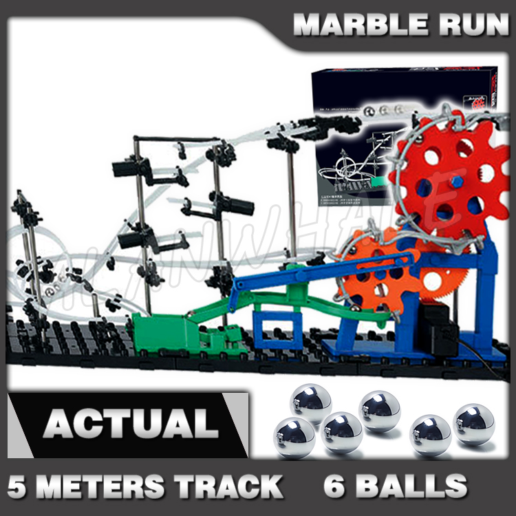 Marble Run Set - ชุดประกอบโมเดลรถไฟรางหินอ่อน 560 ซม. พร้อมเกียร์ขับเคลื่อน บันได ลูกบอลกลิ้ง