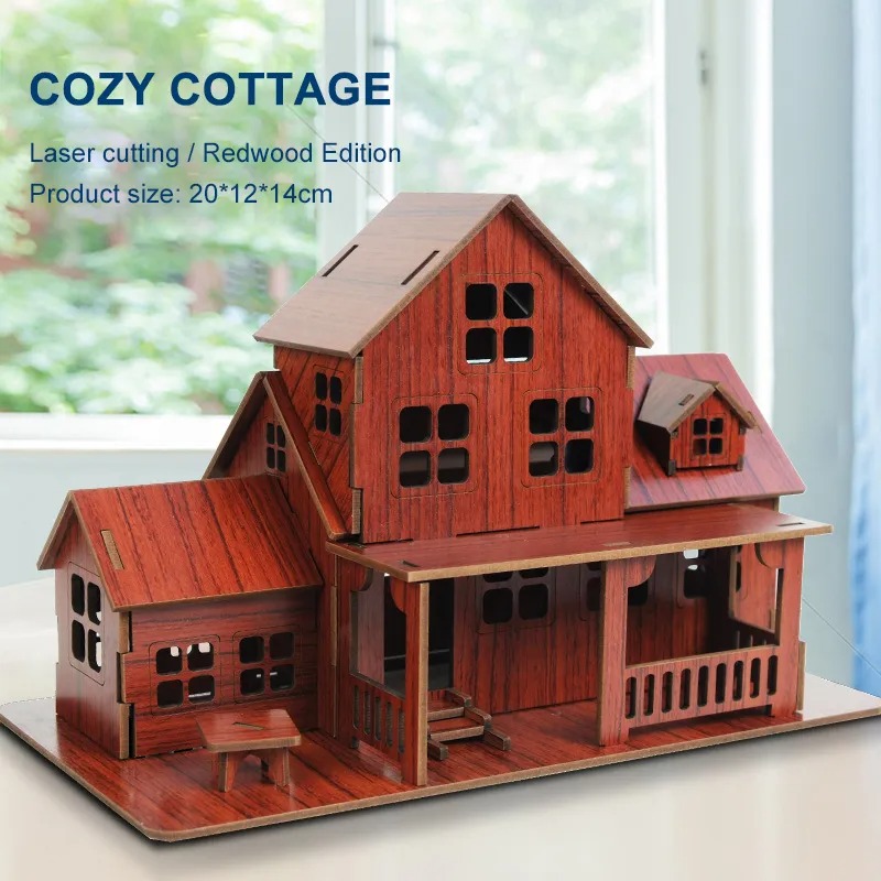 ชุดตัวต่อไม้ 3 มิติ รุ่นบ้านพั - Wooden Puzzle Kids บทวิจารณ์และราคา