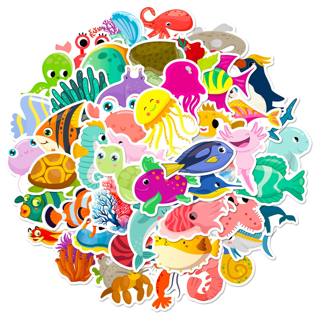 50 ชิ้น สติกเกอร์สัตว์ทะเล ลาย - Kids Toys In Store บทวิจารณ์และราคา