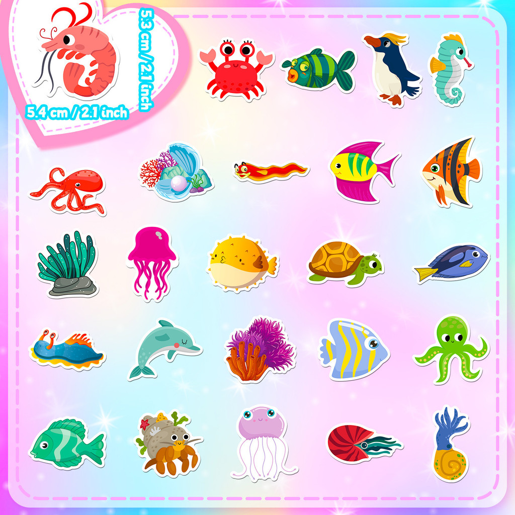 50 ชิ้น สติกเกอร์สัตว์ทะเล ลาย - Kids Toys In Store บทวิจารณ์และราคา